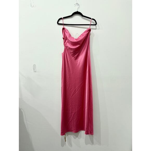 NWT Reformation Nevaeh Satin Strapless Maxi Dress Flambe Pink Women's Size Large - Picture 3 of 6